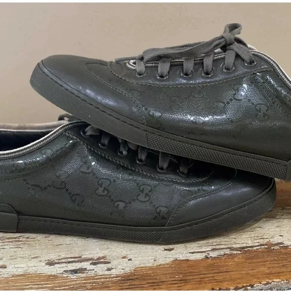 Gucci Men’s IMPRIME Military/Olive Green Metallic Sneakers [233321] sz 7.5 US C7